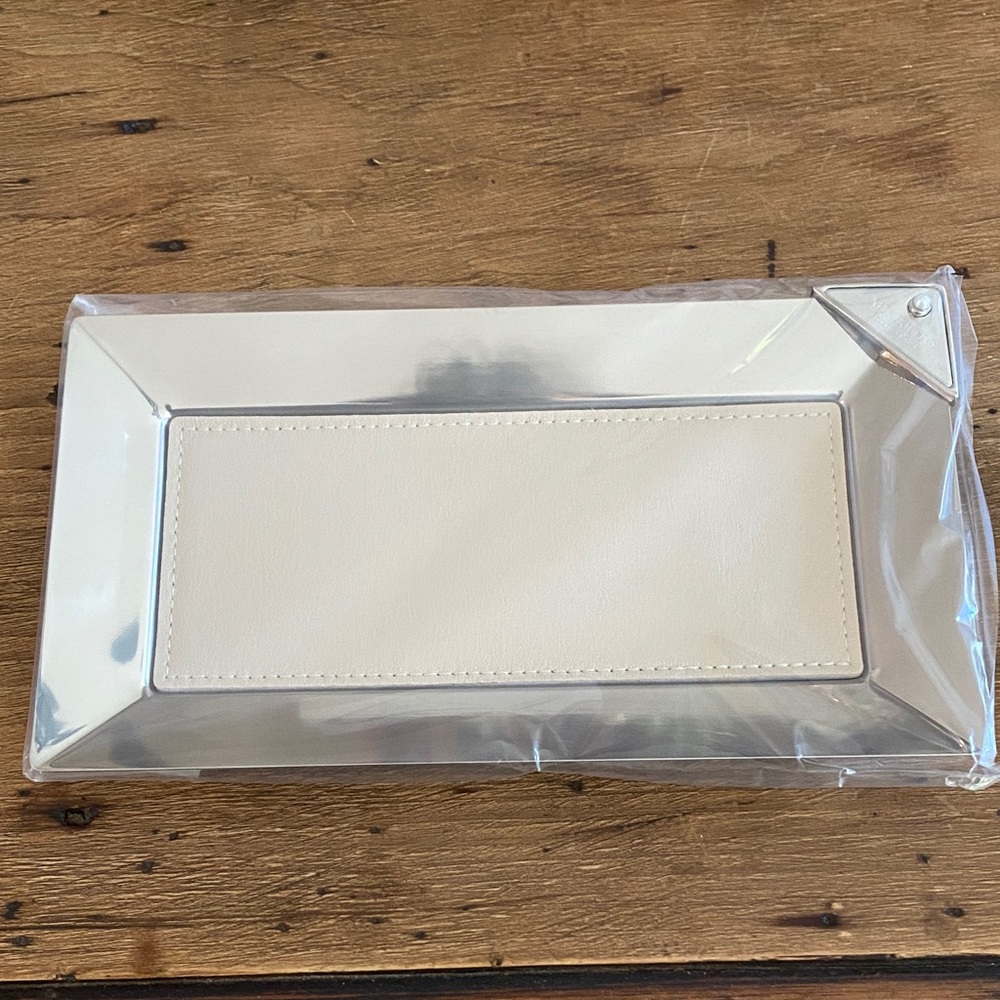 Mikimoto Silver and White Triangular Tray- New in Box